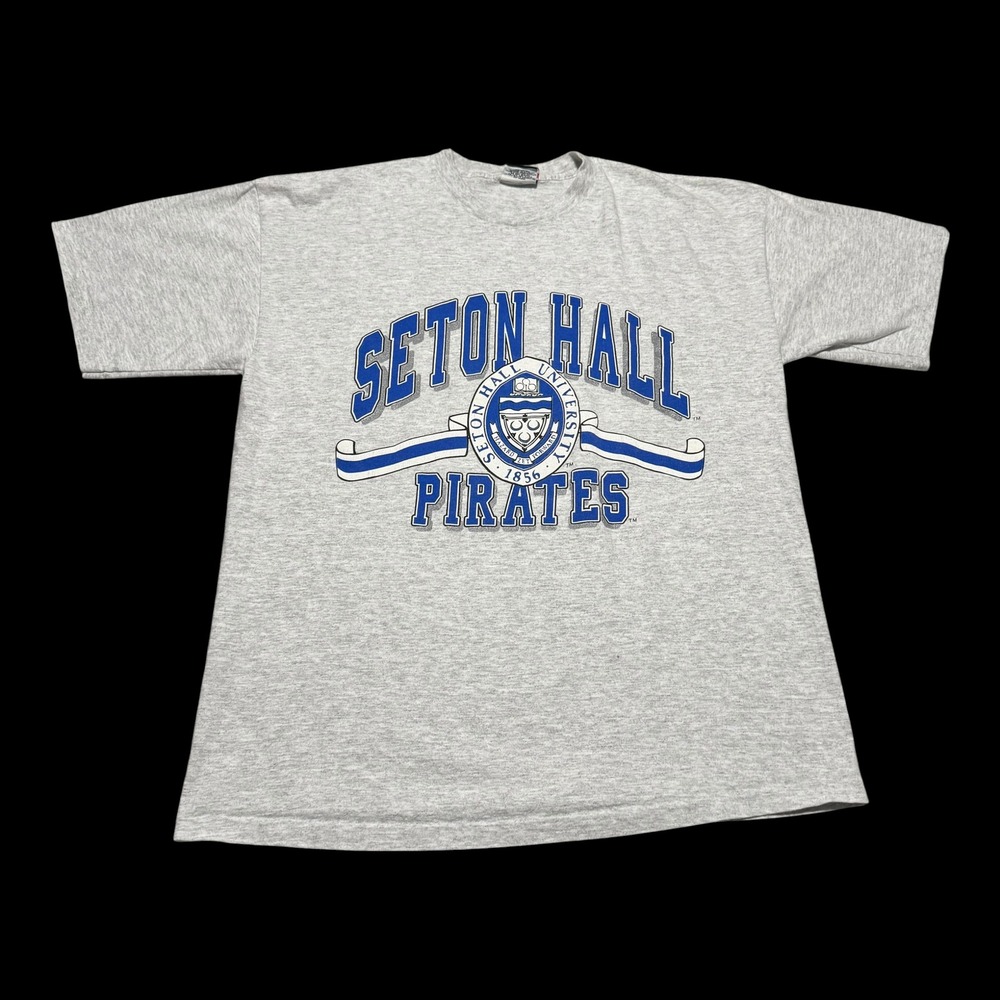 Vintage 90s Signal Sports Seton Hall University Pirates Gray Shirt Men's XL